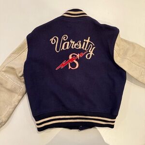 Vintage Navy and Cream Varsity Jacket